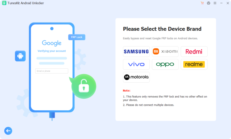 select device brand to remove google frp