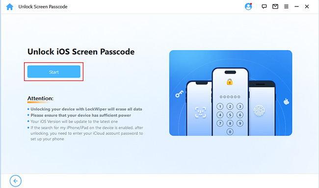 imyfone lockwiper start to unlock