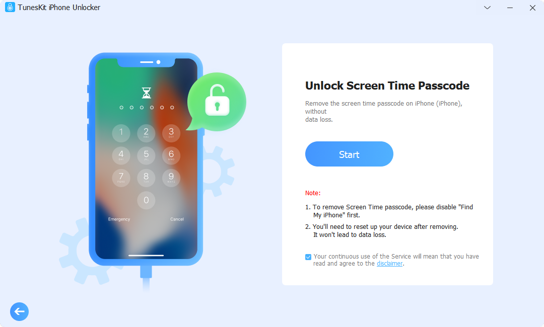 open tuneskit screen time passcode remover