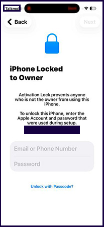 iphone locked to owner