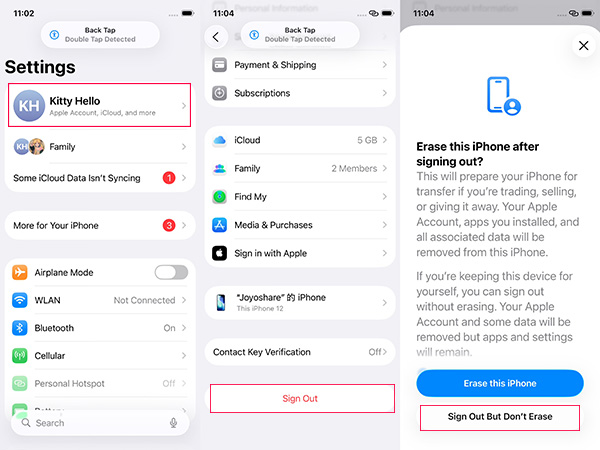 how to remove an apple id from iphone via settings