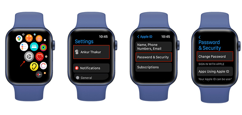 change apple id password apple watch