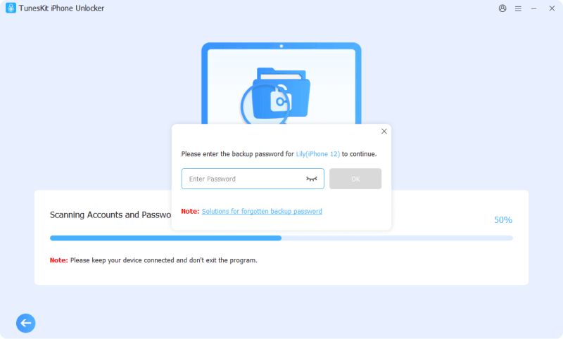 enter backup password