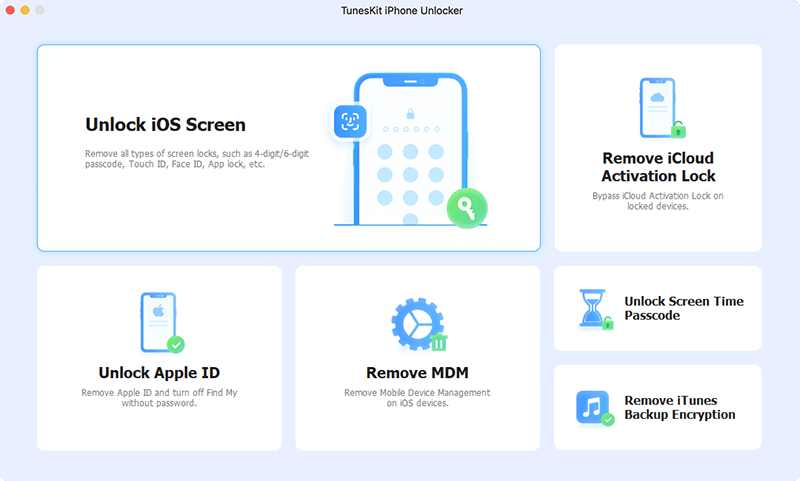 Launch TunesKit iPhone Unlocker for Mac program