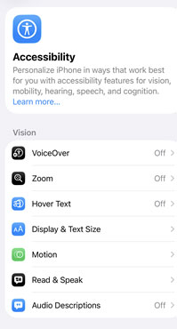 accessibility menus