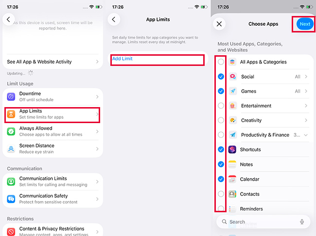 add limit app iphone