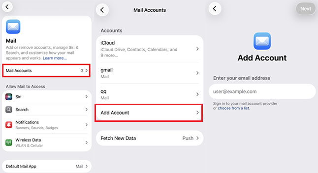 add mail accounts