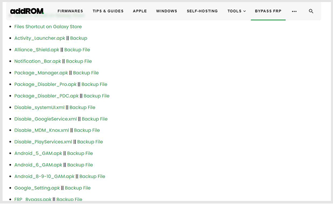 addrom frp bypass website