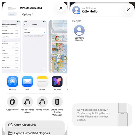 airdrop photos to mac