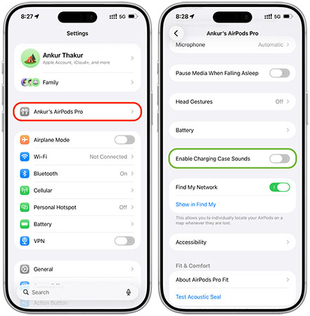 airpods enable charging case sounds