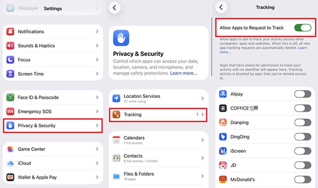 allow apps to request to track