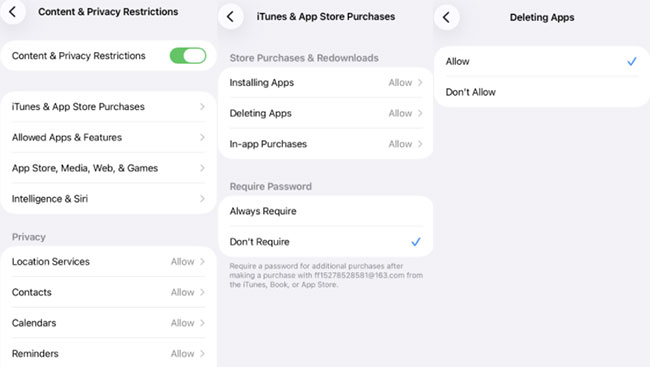 allow delete apps screen time