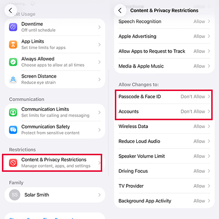 allow passcode change
