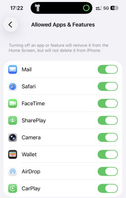 check screen time restrictions
