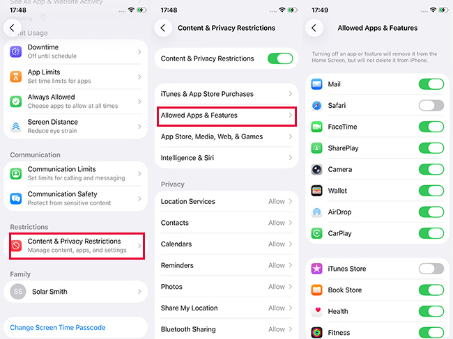 allowed apps feature