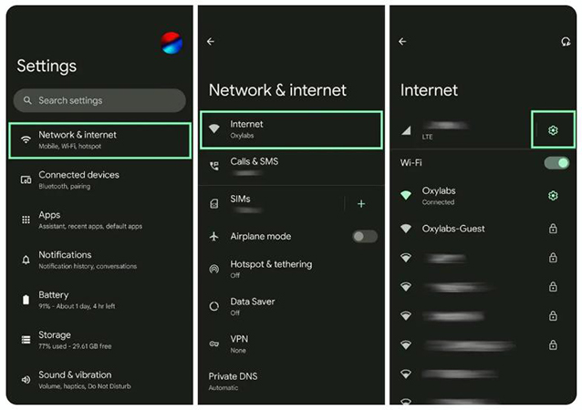 android network settings