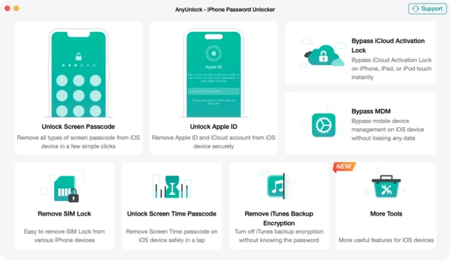 main interface of anyunlock for mac