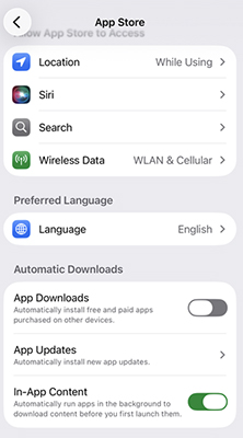 app store automatic downloads