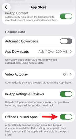app store offload unused apps