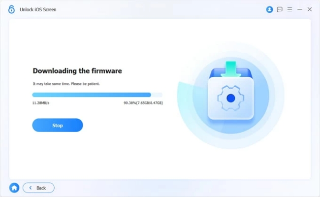 Appgeeker iphone unlocker is downloading firmware package