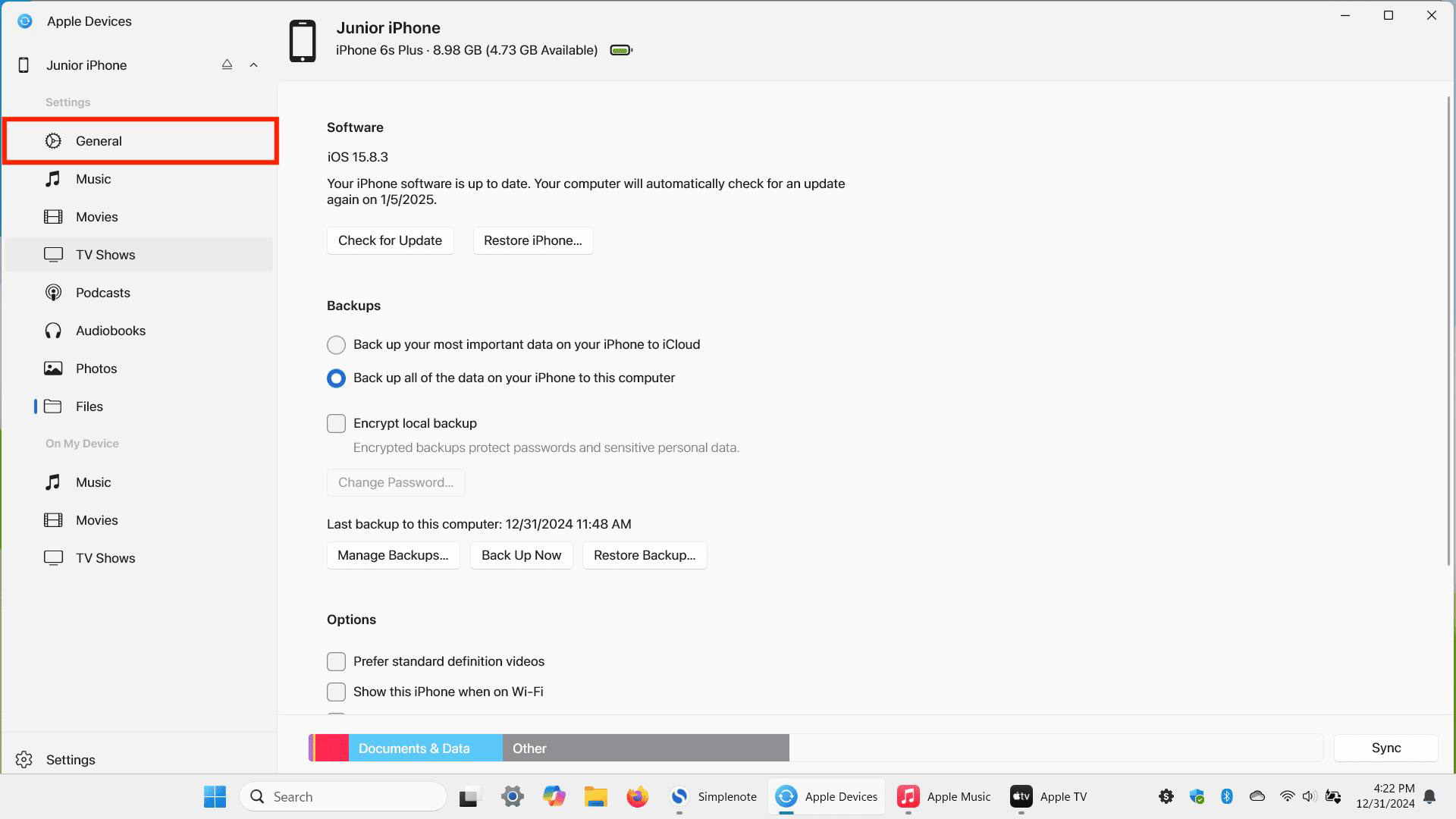 backup iphone to itunes on apple devices