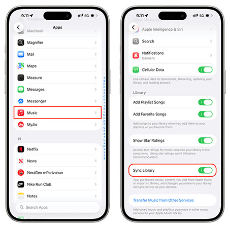apple music sync library