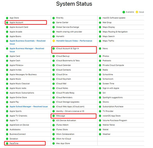 apple system status
