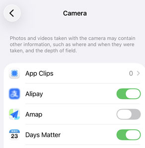 check camera settings