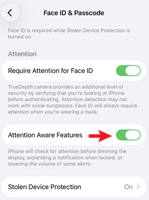 disable attention aware features