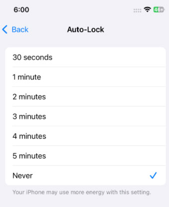 auto lock option