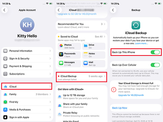 enable icloud backup on iphone