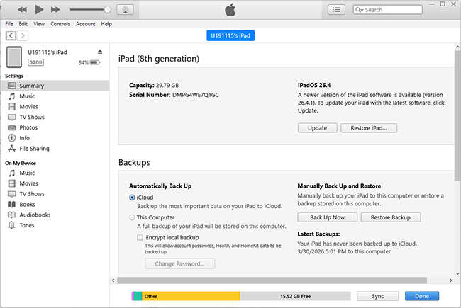 use computer to update your ipad