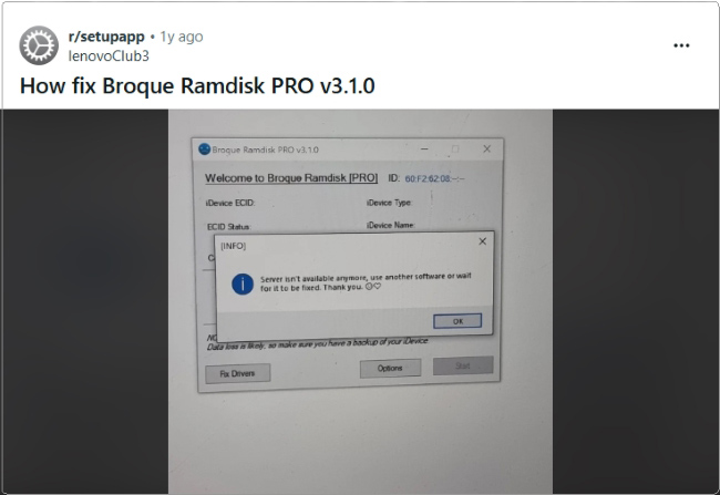 broque ramdisk pro not detect