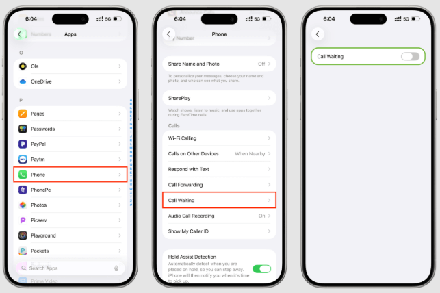call waiting on iphone