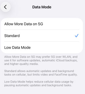 allow more data on 5g
