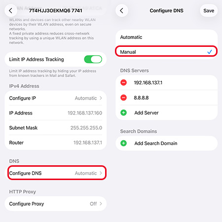 change dns settings iphone
