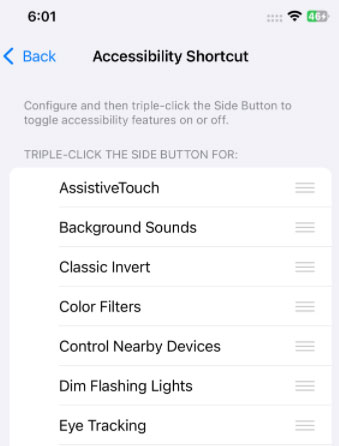 turn off triple click accessibility shortcuts