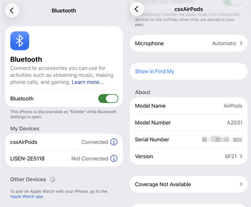 check airpods parameter
