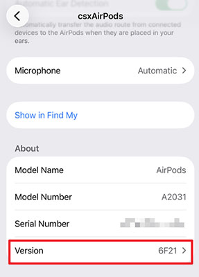 check airpods version
