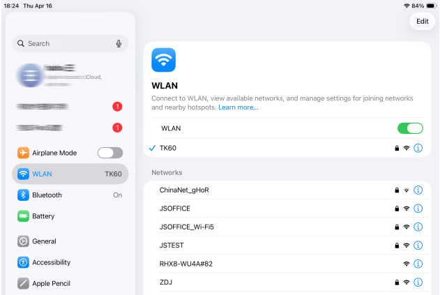 check ipad wlan