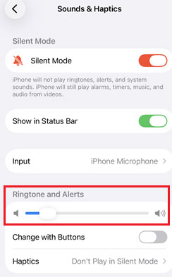 check ringtone and alerts