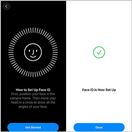 complete face id set up