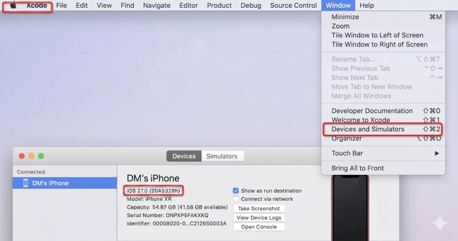 connect iphone to xcode mac