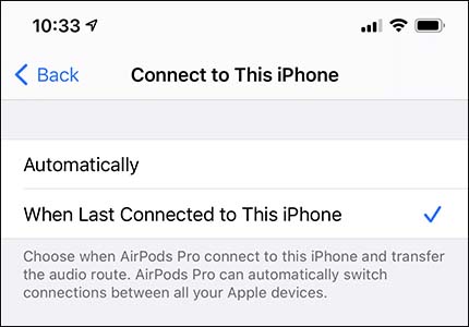connect to this iphone options