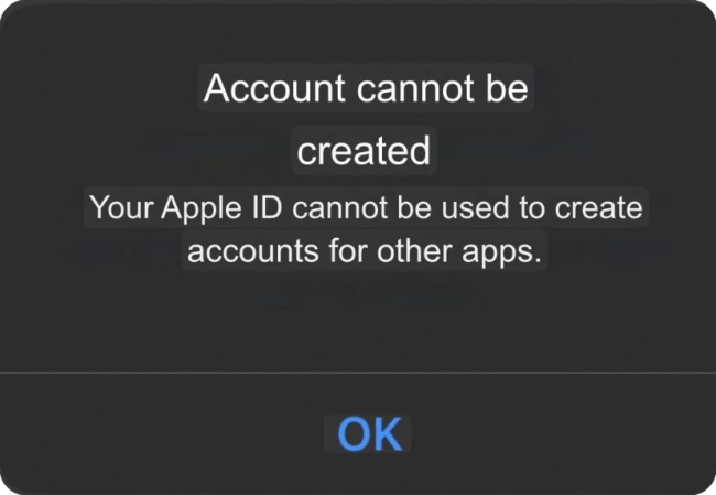 Could not create accounts for other apps error