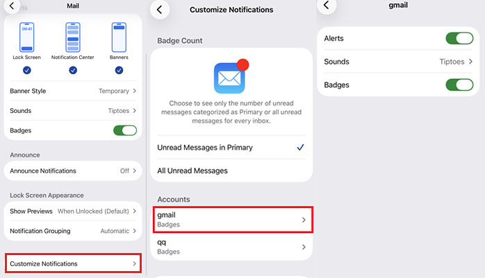 customize mail notifications