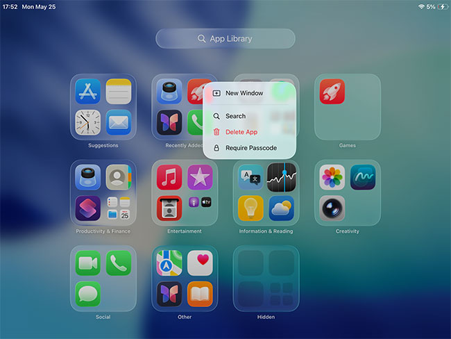 delete apps ipad from app library