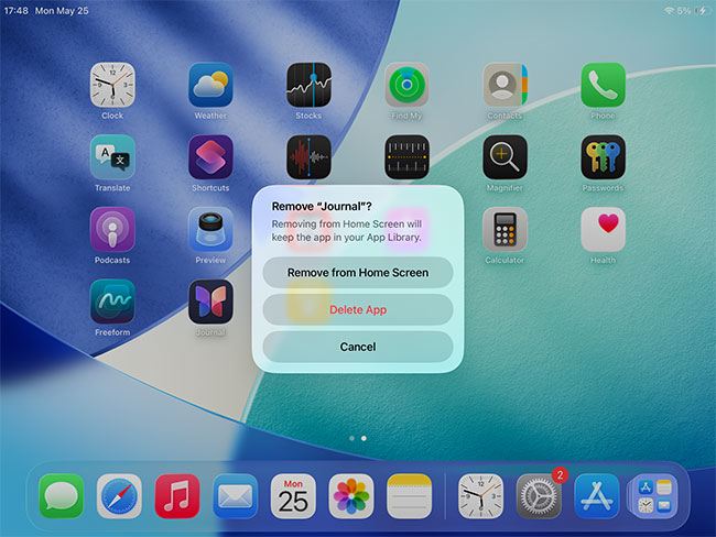 delete apps ipad from screen