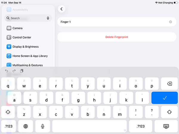 delete ipad fingerprint