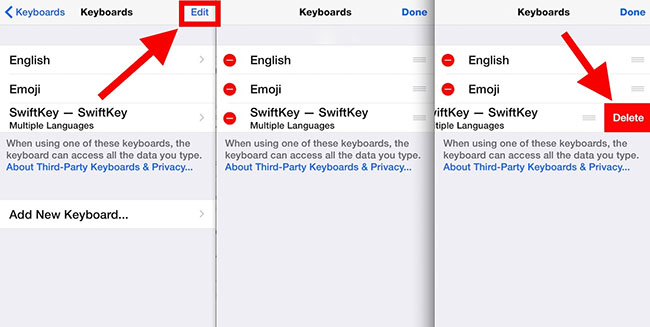 delete third party keyboard